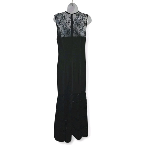JS Collections Black Sleeveless Vee Neck Lace Illusion Mermaid Gown Size 10 EUC - Picture 8 of 15
